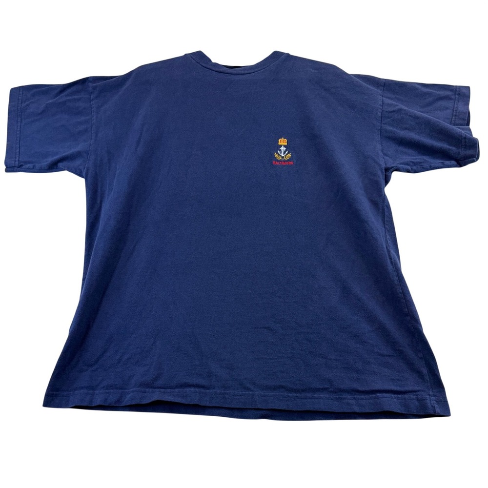 Davidsons of Bermuda T-Shirt Mens L Blue Baltimore Anchor Crest Cotton Casual